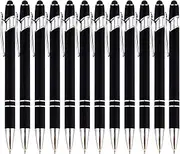 10 Pack Ballpoint Pen with Stylus Tip, Black 1.0 mm Black Ink Smooth Writing Pens, Metal Stylus Pens for Touch Screens