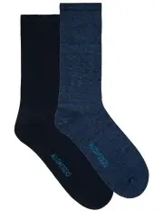 [All Day Socks] Fine Cotton Socks 2-Pack in Navy
