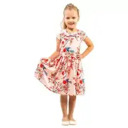 Girls Kids Peter Pan Collar Dress Pink Age 3-12 Years