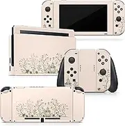 TACKY DESIGN Cherry Blossom Skin Compatible with Nintendo Switch Skins Decal, Switch Stickers Vinyl 3m Beige, Japanese Sakura Full Cover
