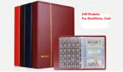 Premium 240 Pockets Coins / Bank Notes Collection Album Water Proof -Navy Blue