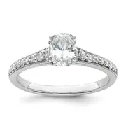 0.50ct. CZ Solid Real 14k Yellow Polish 1/2ct Oval Engagement Dia Ring