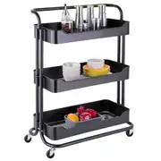 3 Tier Portable Storage Trolley Utility Cart Kitchen Office Bathroom Caddy Steel