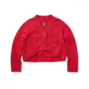 NWT Girl's Tea Collection Mochi Cropped Cardigan Sweater China Red 18-24 Mos