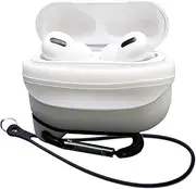 iCoolmate Waterproof Headphone Case for Apple AirPods Pro Silicone Protective Cover Case with Carabiner and Silicone Hand Strap Suit for Apple AirPods Pro 2nd Generation 2022 New Released (White)