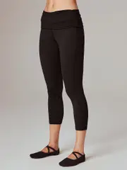 Women's Fold over Waist Yoga Leggings. Running Bare 7/8 Tights