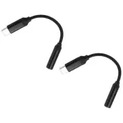 2pcs USB C to 3.5mm Female Audio Aux Jack Cable Type C Adapter to 3.5mm, Black