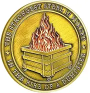 Dumpster Fire Challenge Coin - Dumpster Theme Challenge Coin | Strongest Steel Forged Dumpster Coin | Desk Decor Fire Challenge Souvenir Coin | Double-Sided Commemorative Coin Hilarious Medallion for
