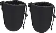 BUGUUYO 2pcs Camera Lens Pouch Bag Drawstring Neoprene Lens Case for DSLR Shockproof Water-Resistant Universal Fit for 7cm Length 8cm Diameter Lenses
