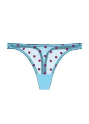 Dora Larsen Maudie Embroidered Tulle Thong - Blue 6 (UK 6 / XS)