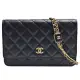 【CHANEL 香奈兒】經典刻紋雙C LOGO菱格紋小羊皮WOC鏈帶肩/斜背包(黑色AP2923L-BLK-GP)