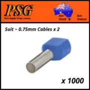 Cable Ferrules TWIN 0.75mm2 x 1000 pack, Bootlace, Pin Crimps, Wire Sleeves