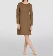 NWT Hanro $240 Grand Central WALNUT GOLD Modal/Silk Knit 38" Nightgown M LUXE