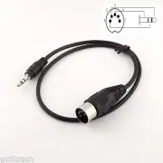 5 Pin Midi Din Male to 3.5mm Stereo Male Plug Aux Plug Audio Cable 1.5FT Black