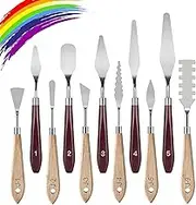 Palette Knife Set,11 pieces Stainless steel scraper Palette Knife Painting accessories Art supplies for oil painting, gouache, watercolor, rock painting