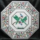 Nature Design Inlay Work Coffee Table Top White Marble Entryway Table for Office