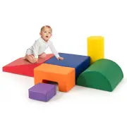 Costway6 Pieces Indoor Climb and Crawl Activity Playset for Kids-Colourful