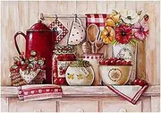 5D Kits Kitchen DIY Full Drill Needlework Crystal Painting Rhinestone Cross Stitch Mosaic Paintings Arts Craft for Home Wall Decor 30 * 40cm