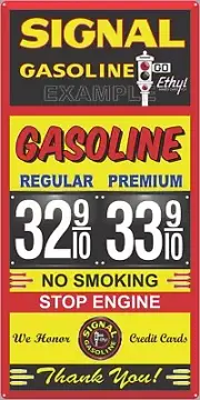 SIGNAL GAS STATION PRICE PER GALLON OLD PUMP SIGN REMAKE ALUMINUM SIZE OPTIONS