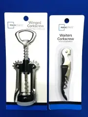 MAINSTAYS (Stainless Steel) Winged Corkscrew & Waiters Corkscrew (Lot-2) (NEW)
