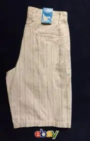 NWT NEW HURLEY Men RAILROAD RIP STOP GRAY WHITE STRIPED CLASSIC FIT Shorts Sz 28