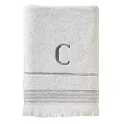 Casual Monogram 28x54, White Bath Towel, C