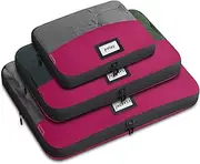 Zoom Lite Durable Compression Packing Cubes Travel Organizer For Suitcases Fuchsia Small Set Of 3