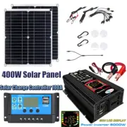 6000W Power Inverter 400W Solar Panel Set 12V 100A Battery Charger Controller