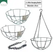 2 x Wire Hanging Plant Pots Flower Baskets Garden Pots Wall Storage Holder 25cm