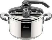 [Lagostina] Novia Vitamin Lagoeasy'UP 5 L Pressure Cooker Made of 18/10 Stainless Steel, Diameter 22 cm, Steam Cooker for Induction and Gas, Easy Opening of the Lid, with Steam Basket, Eco Jar and