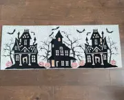 Christian Siriano Beaded Halloween Runner Haunted House Bats 13”x36”