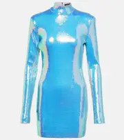 [David Koma] David Koma Sequined minidress AU 14 blue