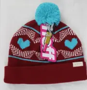 NEFF Women's Skylar Pom Acrylic Beanie Maroon New