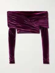 [Maygel Coronel] Maygel Coronel - Lido Cropped Stretch-velvet Top - Plum - Petite Petite Purple