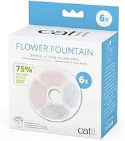Catit Triple Action Frameless Filter for Catit Flower Drinking Fountains, Pack of 6