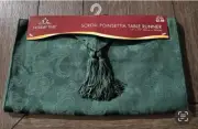 NEW 72x14 Holiday Time Table Runner Christmas Green Scroll Poinsettia Pattern