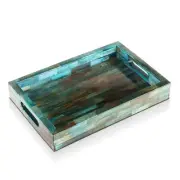 Handicrafts Home Decor Tray for Serving Ottoman Organizer Gift, Verdigris 2 Size