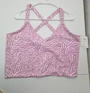 Cotton On Curve Womens Crossback Pink White Zebra Top Size 24