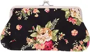 [CTIRCHIU] Vintage Floral Embroidered Clutch Wallet for Women Durable Canvas Change Purse with Clasp Closure for Coins Cards and Essentials Stylish and Portable Design