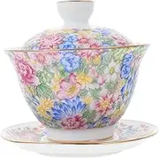 GREENADSCAPE 1Set Ceramic Chinese Traditional Teaset Painted Tea Cup Heat Resistant Teacup for Oolong Puer Tea for Tea Lovers Home Office