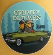 GRUMPY OLD MEN PALE ALE 4'' STICKER Label 2 MEN in CAR, Jailbreak Brwy MARYLAND