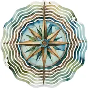 Nautical Wind Spinner 10" Metal Outdoor 3D Kinetic Compass Yard Art Home Decor