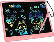 LCD Writing Tablet Doodle Board, 16inch Colorful Drawing Tablet Writing Pad, Kids Travel Essentials, Toddler Toys for 3 4 5 6 7 8 Year Old Girls Boys- Christmas and Birthday Gifts