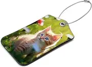 [YTYVAGT] Luggage Tags for Suitcases,Bag Tags for Luggage,Suitcase Tags,2-Pc,Cute Kitten Flower Grass