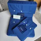 Ralph Lauren Organic Cotton Percale 4pc Queen Sheet Set Blue Harbor Fitted Flat