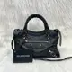 [二手] Balenciaga 300295 黑皺褶皮革銀釦Mini City機車包