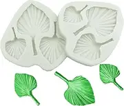 Leaf Silicone Molds, 2pcs 3D Fan Palm Leaf Fondant Flower Leaf Shape Silicone molds for Cake Decoration Polymer Clay Candy Chocolate Cupcake Topper Baking (Gray White, One Size)