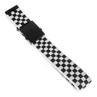 38mm White With Black Check Canvas Belt 110cm Band Racing Grid Metal Buckle