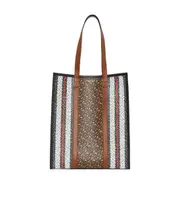 Monogram Stripe E-canvas Portrait Tote Bag One size Multicolor