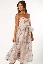 [PUP71] Kennie Midi Dress - Pink Floral S Floral